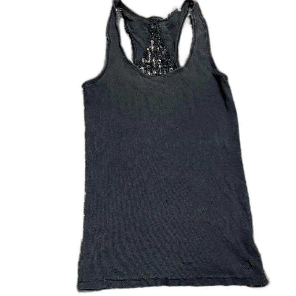 American Eagle Outfitters Black Lace-Back Racerback Tank